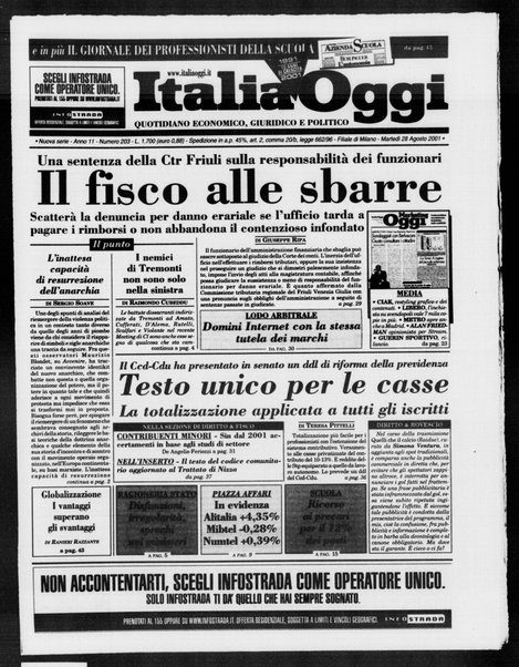 Italia oggi : quotidiano di economia finanza e politica